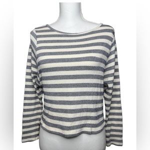 LA MADE: Navy/White, Stripe, Long-Sleeve Shirt, Size Small